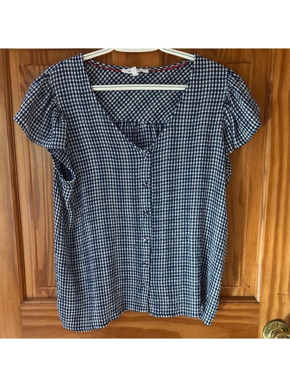 Navy Checkered Blouse for Women